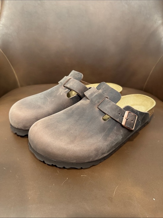 Birkenstock Shoes - Birkenstock Brown Leather Clogs with Buckle